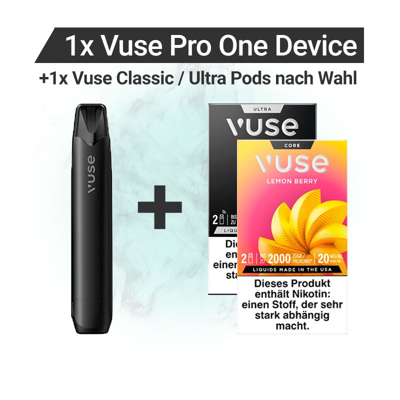 Vuse Pro One + Vuse Pods Aktion jetzt online bestellen! Vuse Pro One + Vuse Pods Aktion jetzt online bestellen!