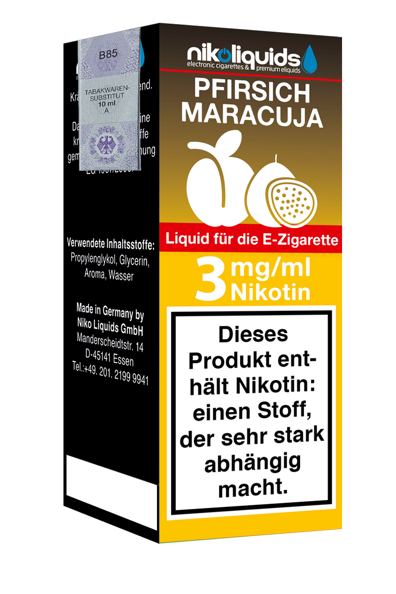 E-Liquid NIKOLIQUIDS Pfirsich-Maracuja 3 mg