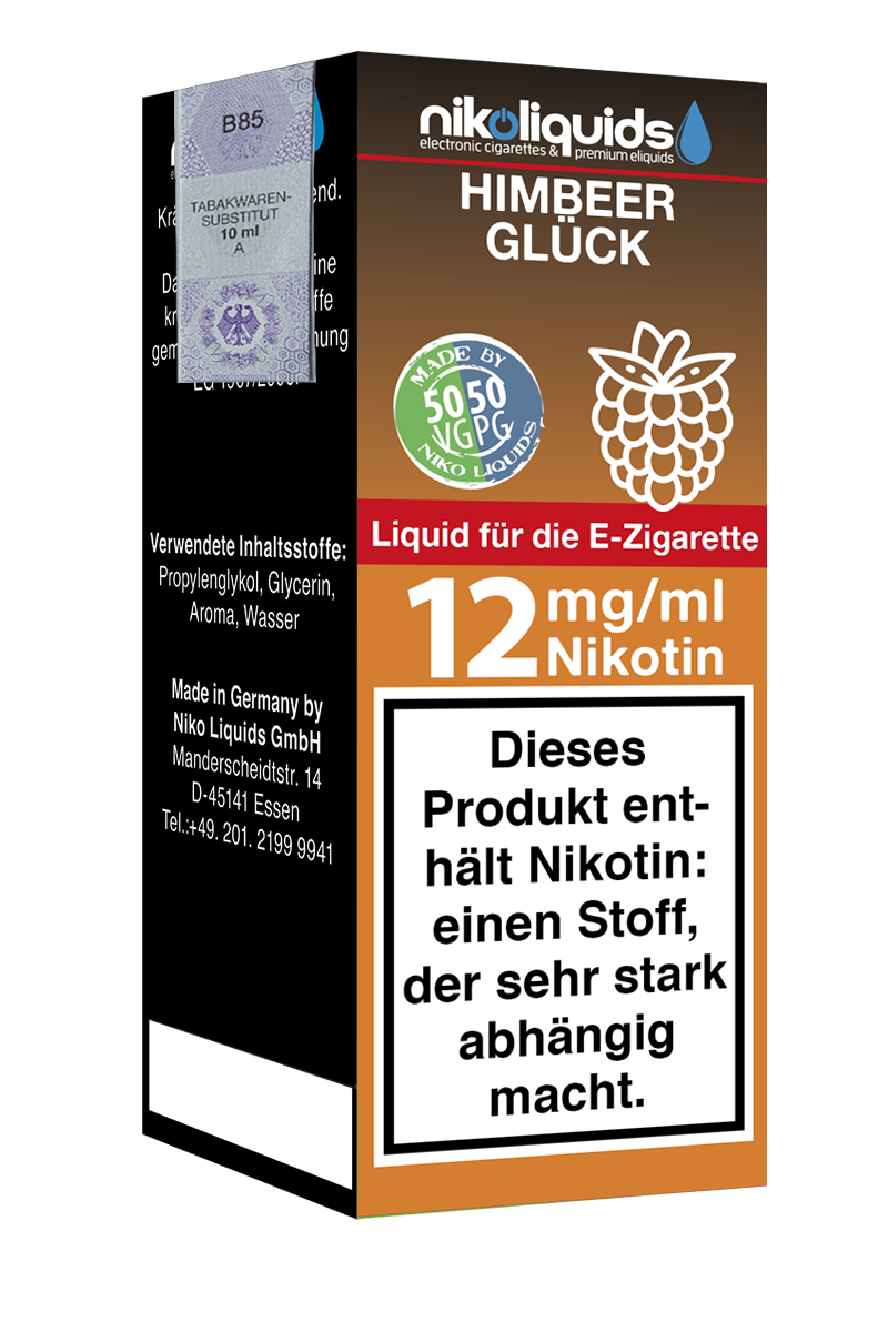 E-Liquid Nikoliquids Himbeerglück 12 mg 50 Pg 50 Vg