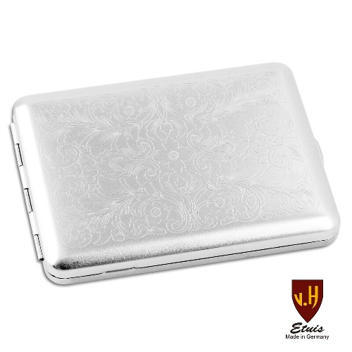 Zigarettenetui Metall 18er 100 mm Nickel/satiniert Venetian Gummizug
