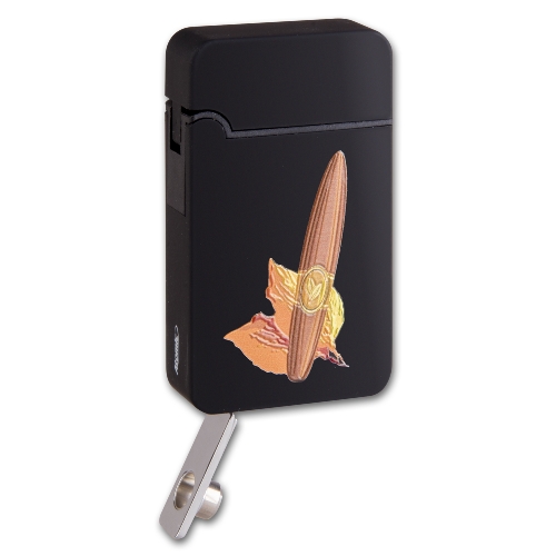 Zigarrenfeuerzeug Jet Atomix schwarz mit Rundcutter