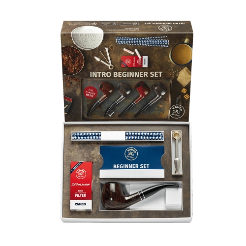 Vauen Pfeife Basic Beginner Set grau glatt gebogen