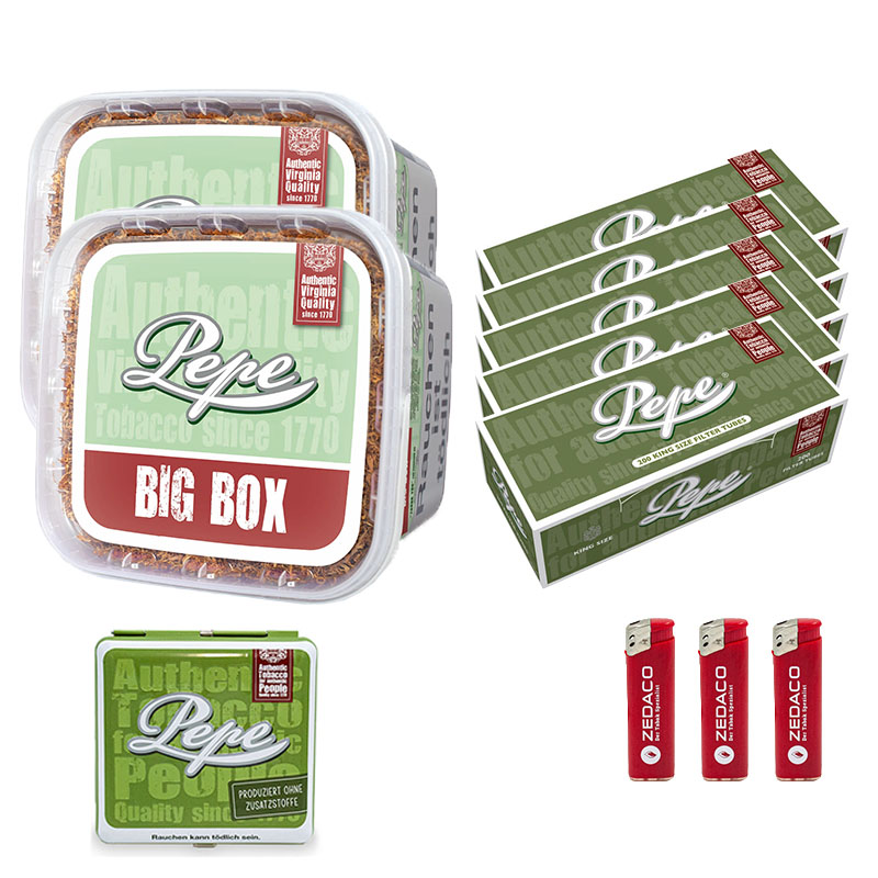 Pepe Bright Green Volumentabak Eimer Aktion Large mit Etui