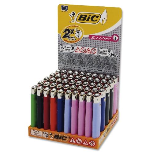 BIC Maxi Einwegfeuerzeug Stein Slim neutral farblich sortiert Steller