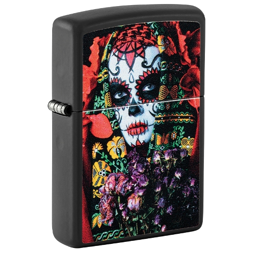 Zippo schwarz matt Sugar Skull Woman