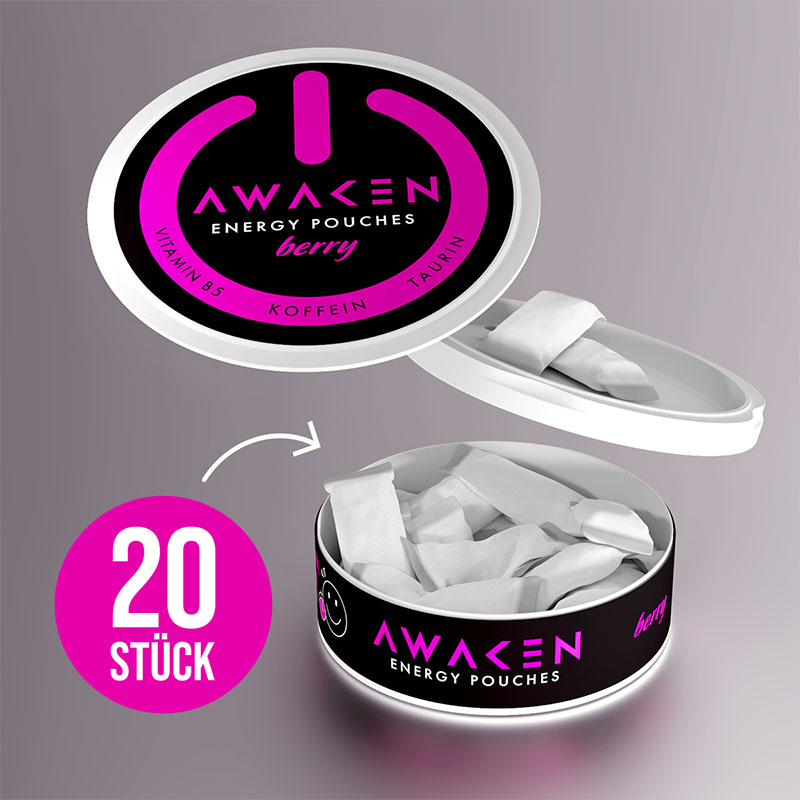 Awaken Energy Pouches Berry Dose offen