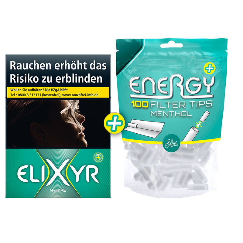 Elixyr Green Maxi Zigaretten + Energy Menthol Filter Tips
