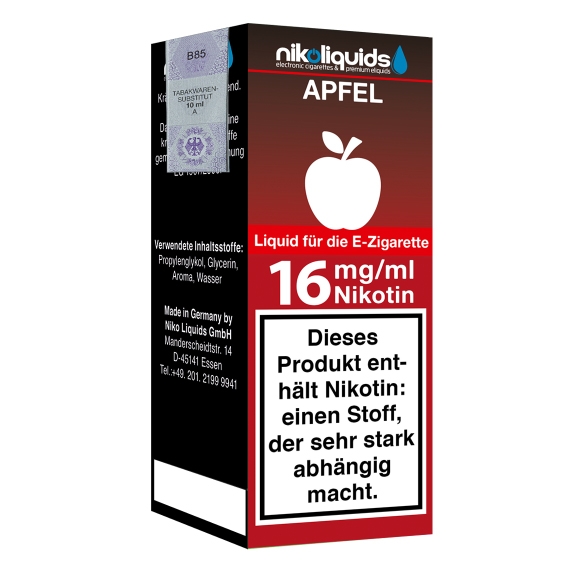 Nikoliquids Apfel 16mg Liquid Flasche