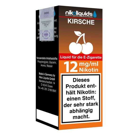 Nikoliquids Kirsche 12mg Liquid Flasche