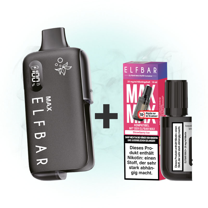 Elfbar Max Device Black + Strawberry Ice Pod