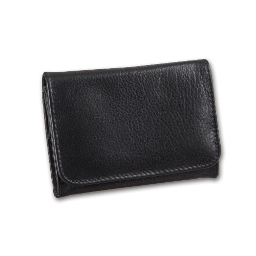 Feinschnitt-Stellbeutel Leder Nappa schwarz