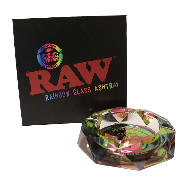 RAW Aschenbecher Glas Rainbow + Verpackung