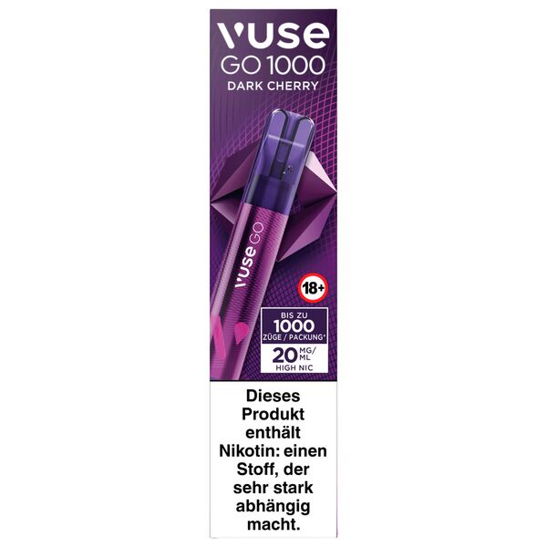 Vuse Go 1000 Dark Cherry 20mg Einweg E-Zigarette jetzt kaufen! Vuse Go 1000 Dark Cherry 20mg Einweg E-Zigarette jetzt kaufen!