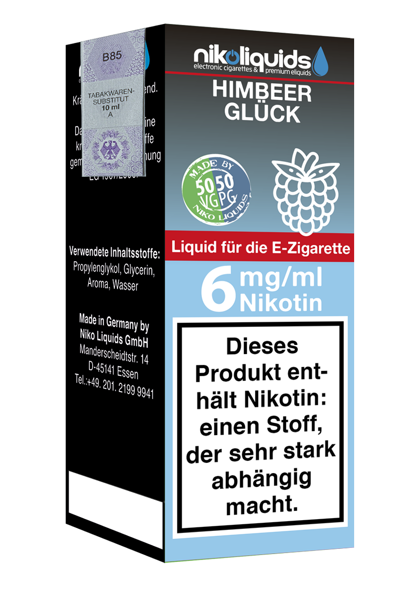 E-Liquid NIKOLIQUIDS Himbeerglück 6 mg 50/50