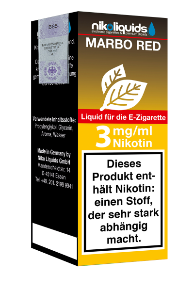 E-Liquid NIKOLIQUIDS Marbo Red 3 mg