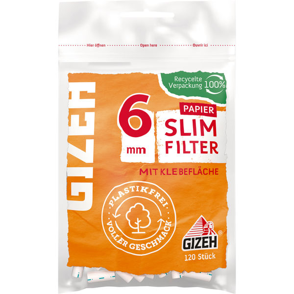 Gizeh Papier Slim Filter 6mm Packung