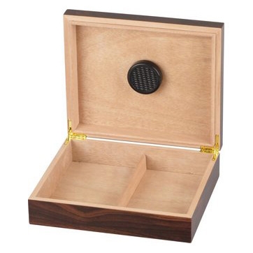 Humidor Wallnuß Dekor Dunkel mit AP-Humidifier offen