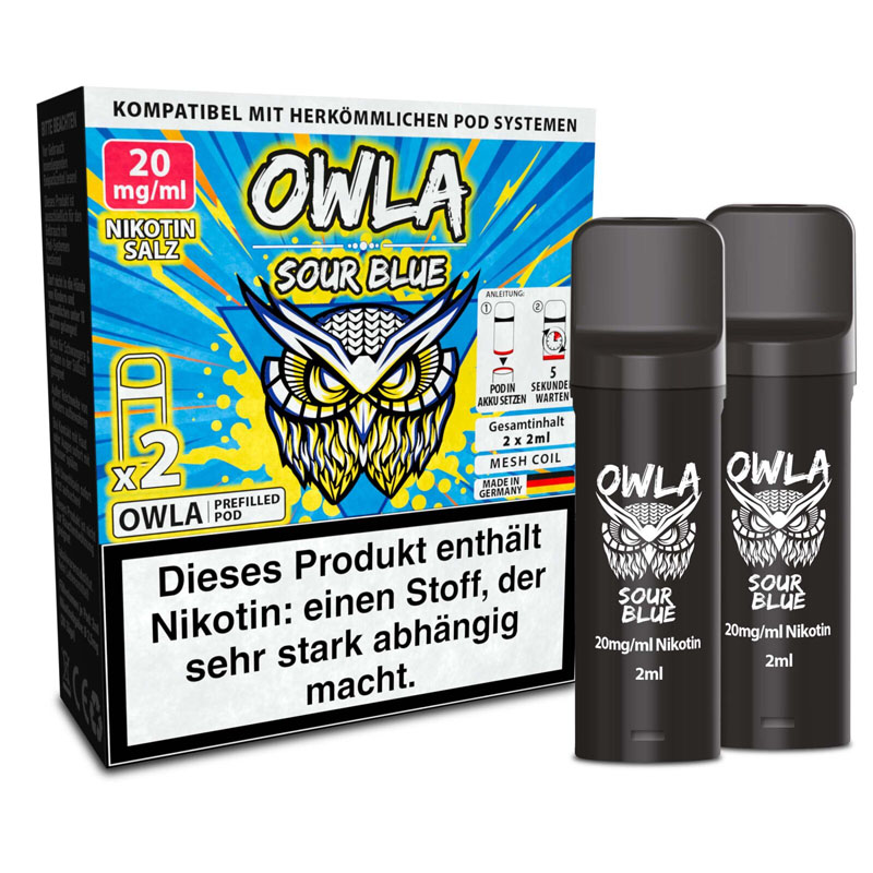 Owla Sour Blue 20mg Prefilled Pods Packung