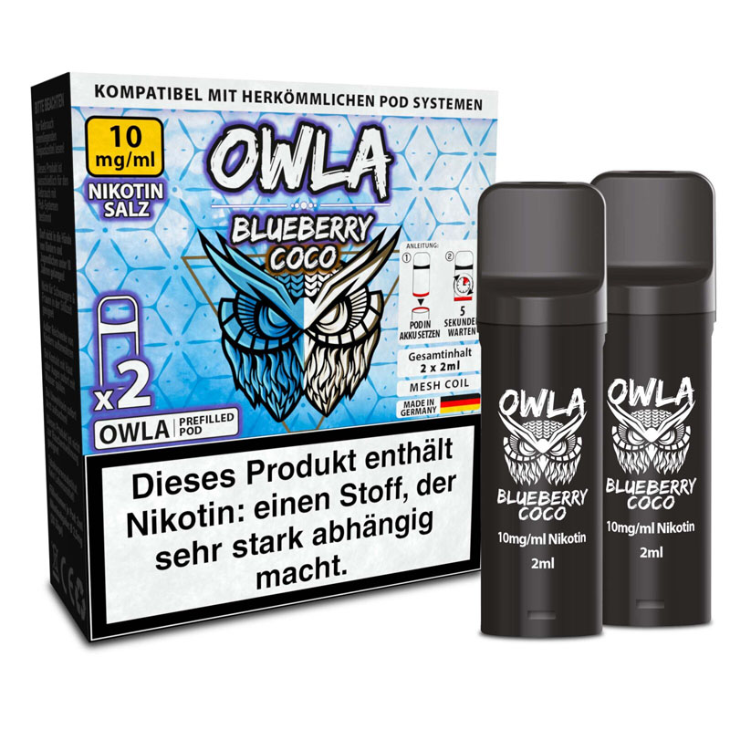 Owla Blueberry Coco 10mg Prefilled Pods Packung