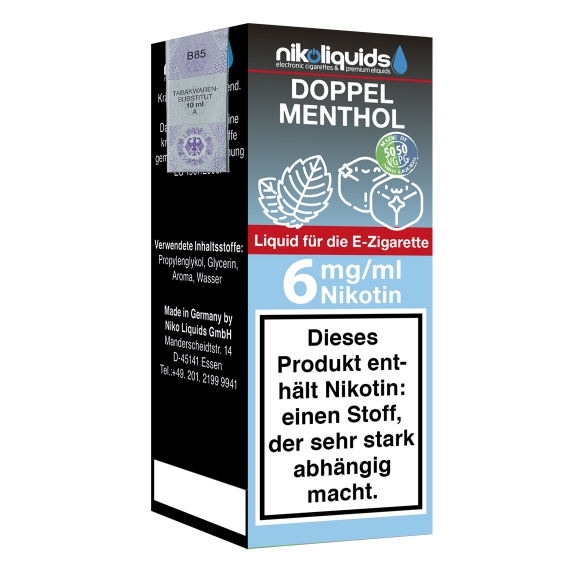 Nikoliquids Doppel Menthol 6mg Liquid Flasche 50PG 50VG