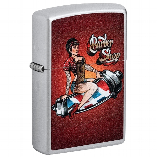 Zippo Satiniert Barber Shop Pin Up Feuerzeug