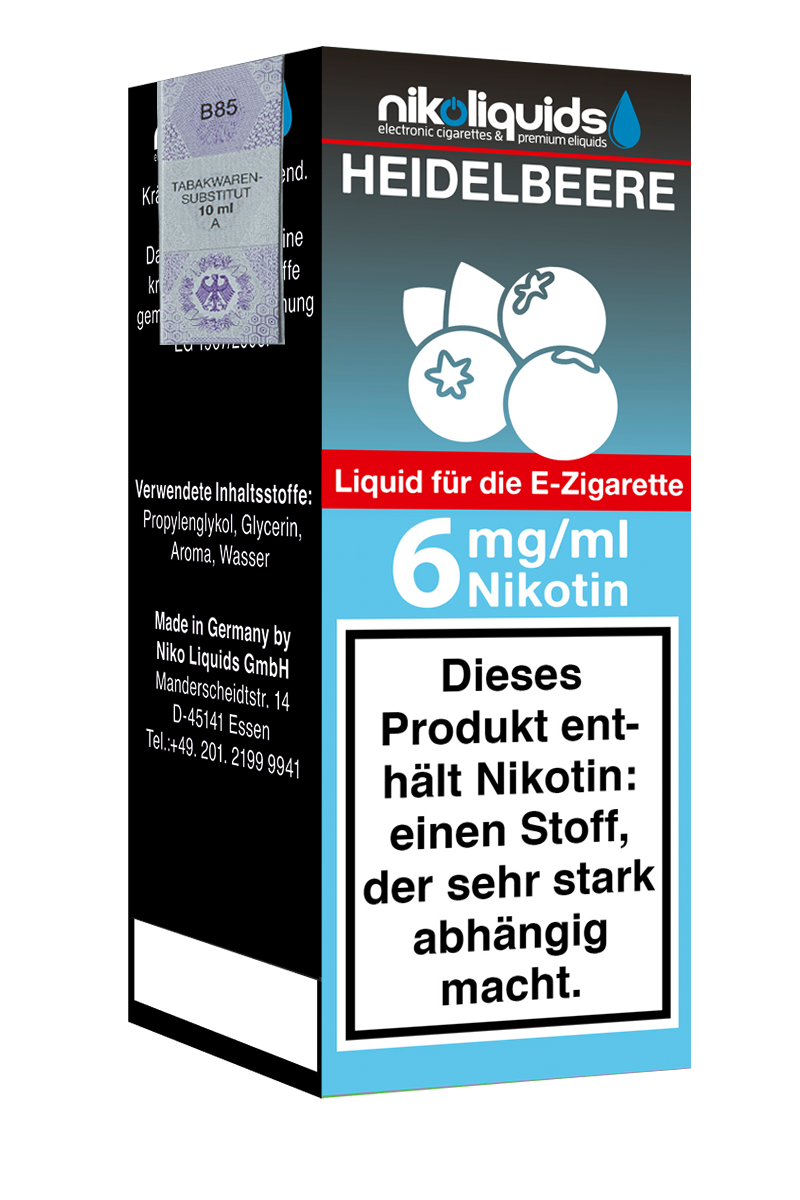 E-Liquid Nikoliquids Heidelbeere 6 mg 70 Pg 30 Vg