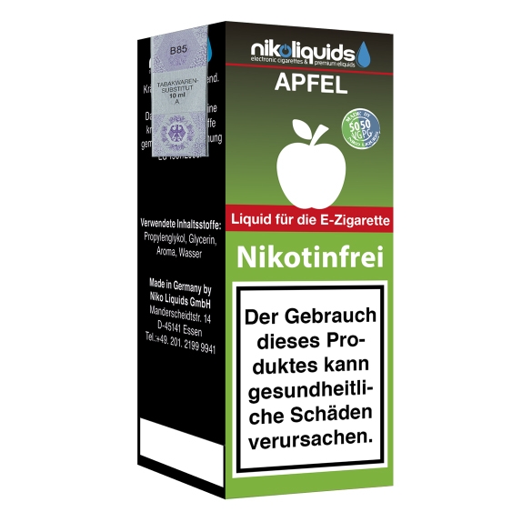 Nikoliquids Apfel 0mg Liquid Flasche 50PG 50VG