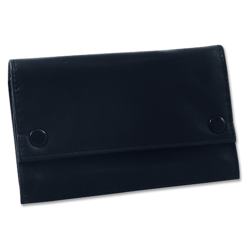 Feinschnitt-Tasche Leder schwarz Kautschukfach