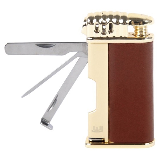 Winjet Davos Braun/Gold Pfeifenfeuerzeug ausgeklappt