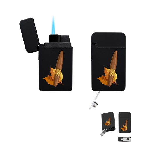 Zigarrenfeuerzeug Jet Atomix schwarz mit Rundcutter