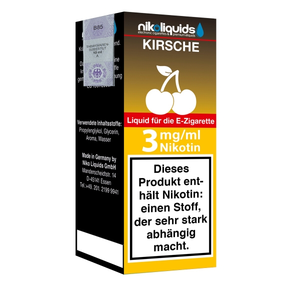 Nikoliquids Kirsche 3mg Liquid Flasche