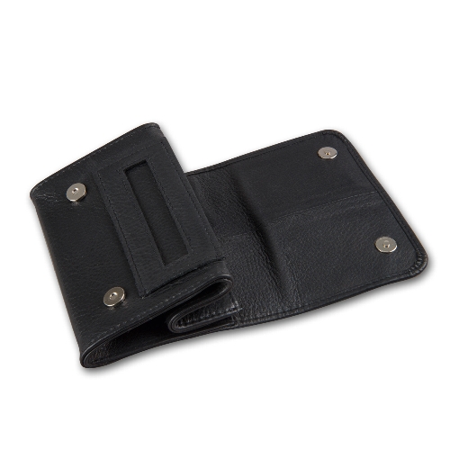 Feinschnitt-Stellbeutel Leder Nappa schwarz