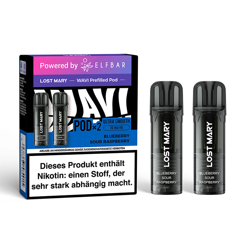 Lost Mary Wavi Blueberry Sour Raspberry 20mg Prefilled Pods Packung