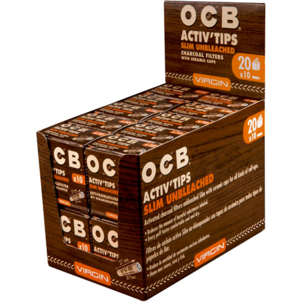 OCB Activ Tips Slim Unbleached Packung