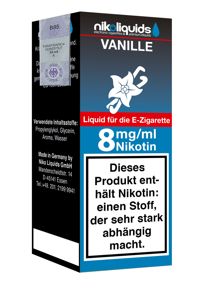 E-Liquid Nikoliquids Vanille 8 mg 70 Pg/30 Vg