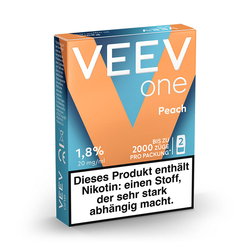 Veev One Peach 20mg Prefilled Pods Packung Side