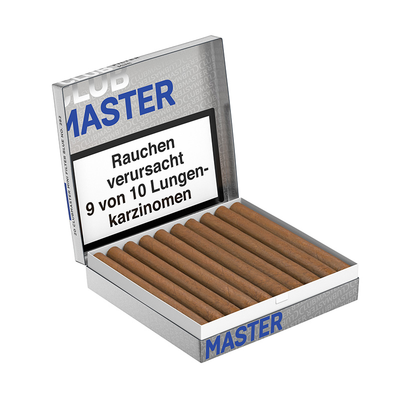 Clubmaster Mini Filter Blue Zigarillos 20er Schachtel offen