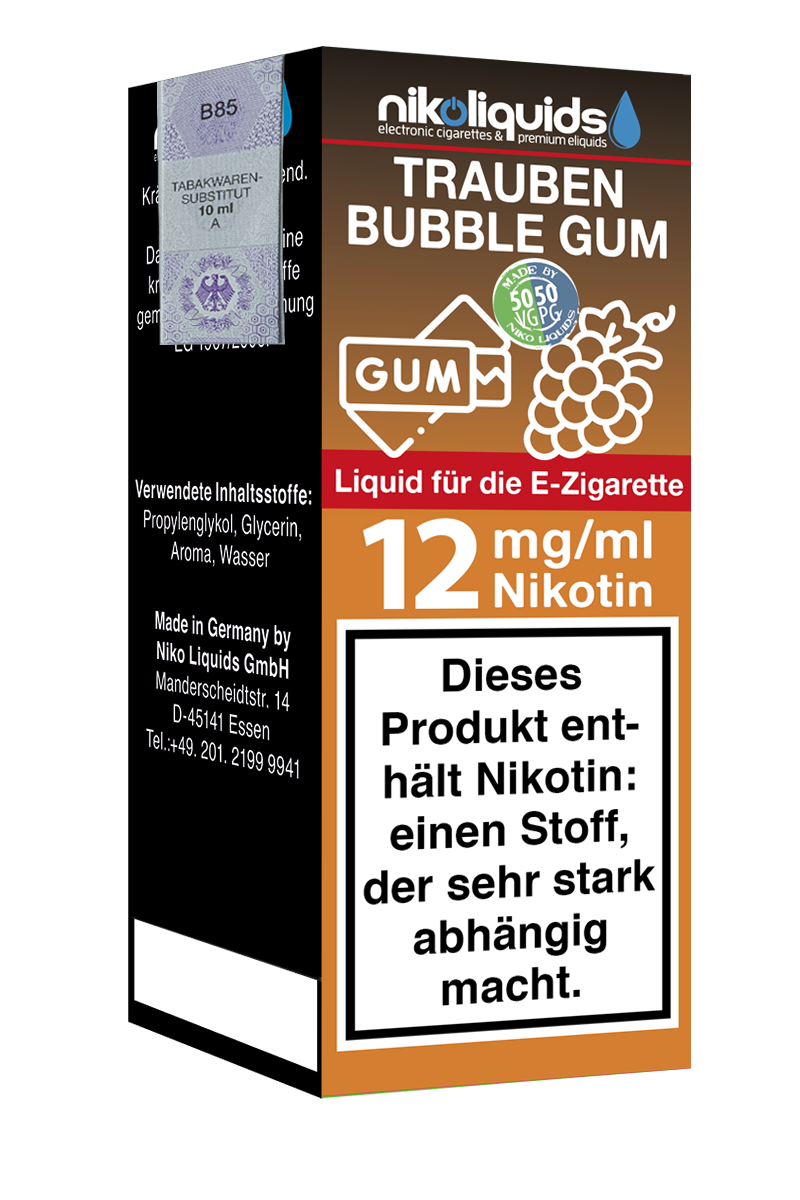 Nikoliquids Traube Bubble Gum 12mg Liquid Flasche
