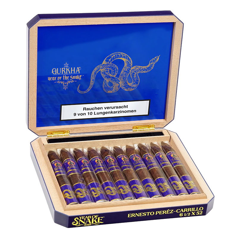 Gurkha Limitadas Year of the Snake Blue EPC Toro Zigarren Kiste Open