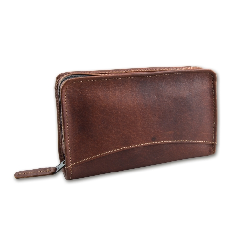 Pfeifentasche 3er Leder braun Butt oil