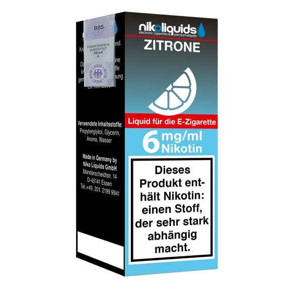 Nikoliquids Zitrone 6mg Liquid Flasche