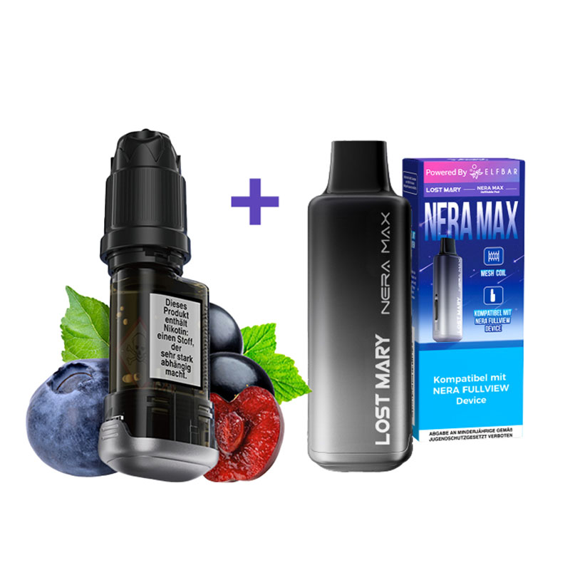Lost Mary Nera Max 15k Blueberry Cherry Blackberry 20mg Refill Container
