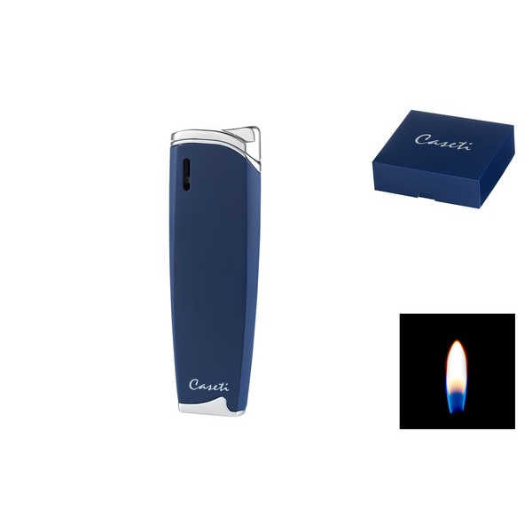 Caseti Piezo Blau Matt Chrom Feuerzeug mit Packung