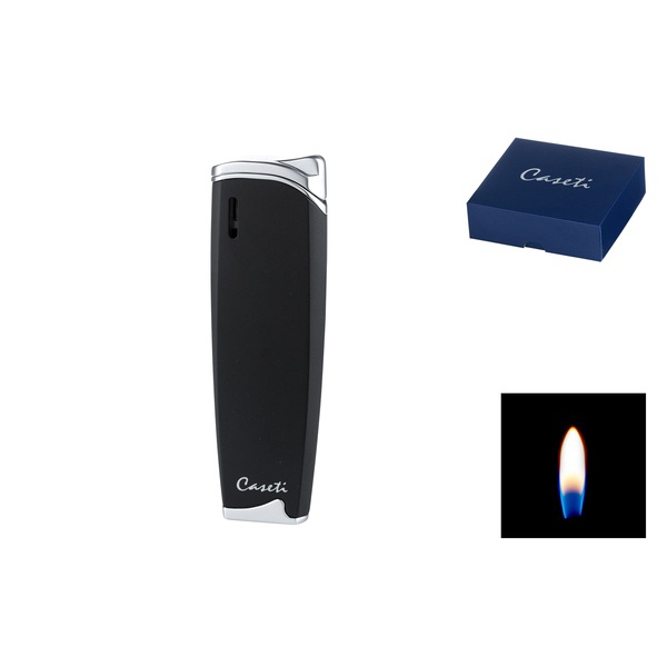 Caseti Piezo Schwarz Matt Chrom Feuerzeug mit Packung