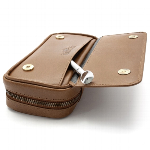 Rattrays 2er Pfeifentasche Whisky Braun Gold Außentasche