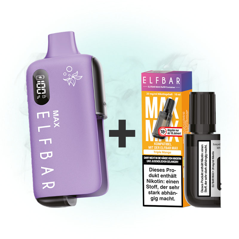 Elfbar Max Device Purple + Triple Mango Pod