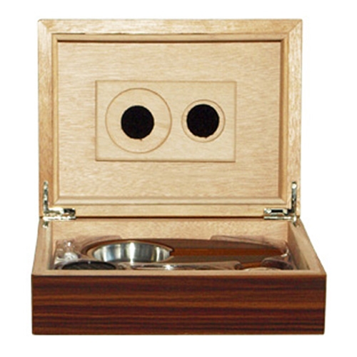 Humidor Set braun mit Ascher und Cigarrenabschneider