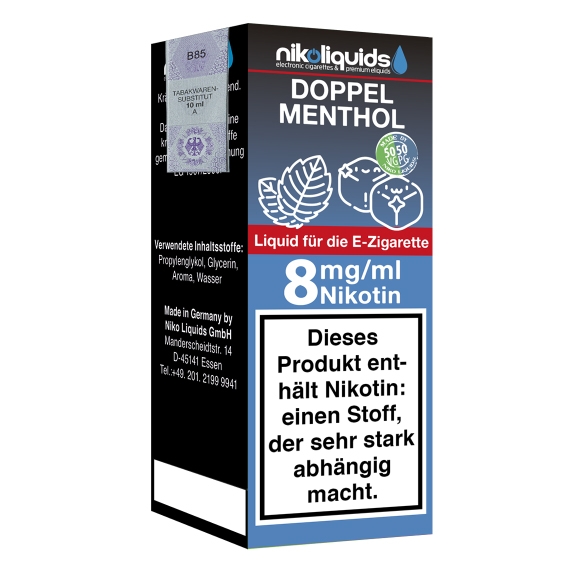 Nikoliquids Doppel Menthol 8mg Liquid Flasche 50PG 50VG