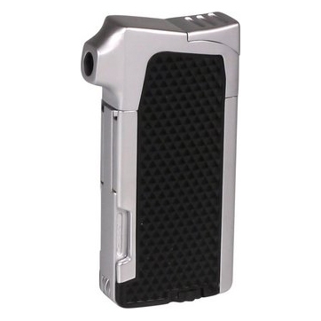 Passatore Henry Pfeifenfeuerzeug mit Pfeifenbesteck Chrom Matt Schwarz