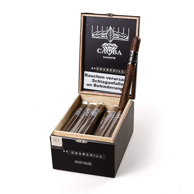 Caoba Diamante Churchill Zigarren Kiste offen